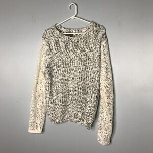 Anthropologie crochet chunky‎ marled gray sweater
